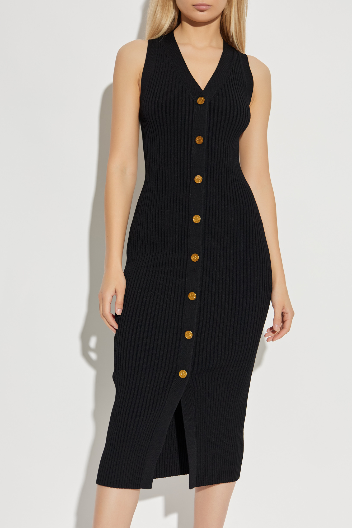 ワンピース Michael Kors Woman Dress Black MS582Y033D 001 Michael Michael Kors Ribbed bodycon dress | Women's Clothing